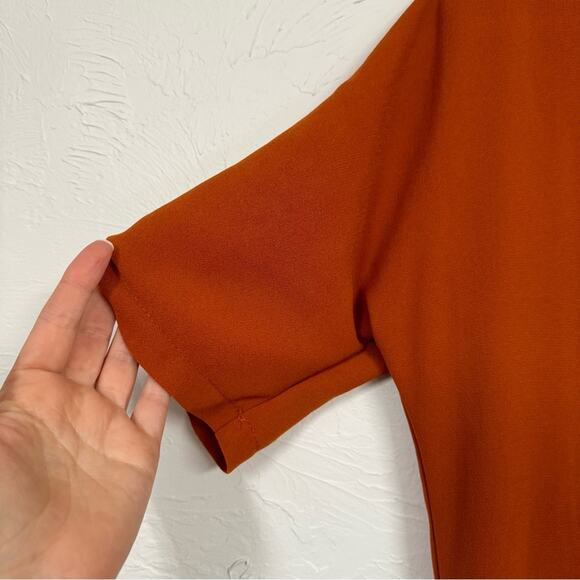 ASOS Orange Wrap Front Wide Leg Jumpsuit Womens 4 No Belt Fall Casual Collar - Picture 7 of 12